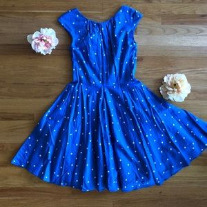 Boden blue polka dot dress size 4